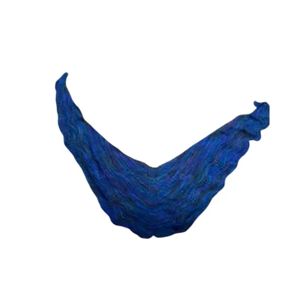 Hand knit Blue Merino Wool Scarf - Image 2