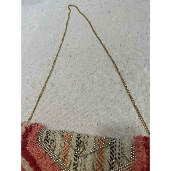 Antik Kraft Boho Beaded Fringe Envelope Clutch Crossbody Bag Pink Red fairy - Image 4
