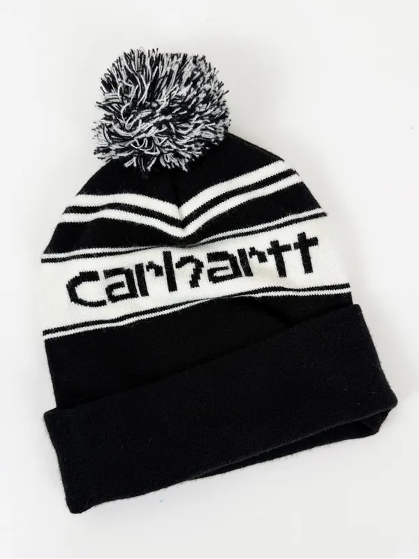 carhartt black white knit Pom Pom beanie - Image 2