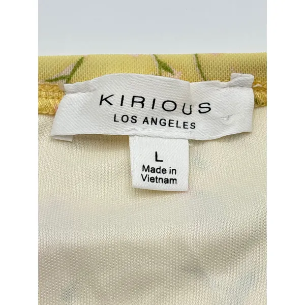 Kirious Los Angeles Yellow Floral Lace Trim Slip Dress Size‎ Large Side Slit NWT - Image 6