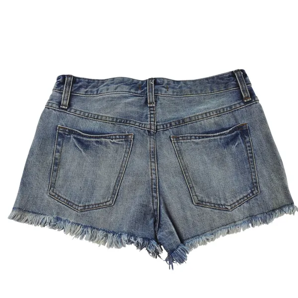 Free People NWT‎ Women's Blue Denim Camp Frayed Hem Button Fly Jean Shorts - 27 - Image 2
