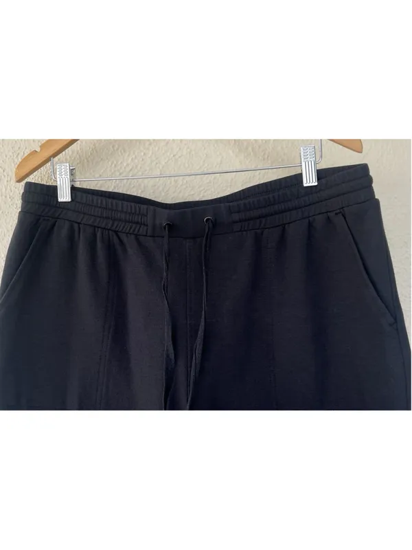 Quince Supersoft Fleece Sweatpants Black Joggers Womens Large Minimalist Lounge - Image 2