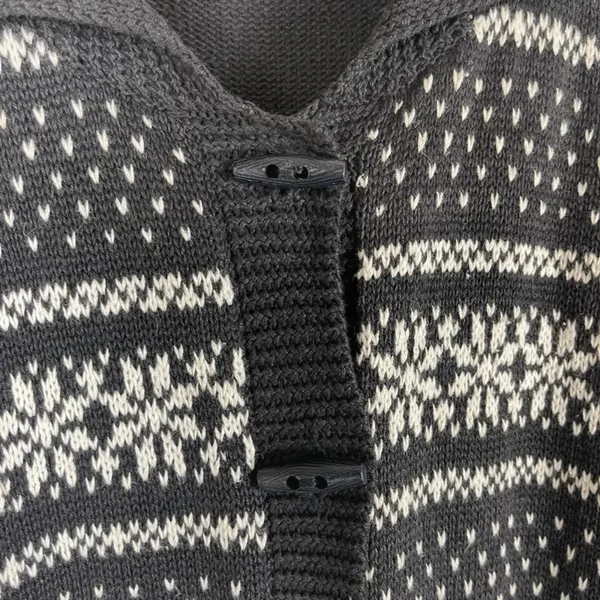 Vintage Carolyn Taylor Women’s Medium Black Cardigan Heart Floral Cottagecore - Image 4