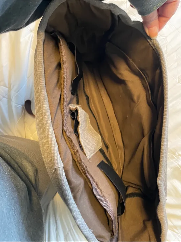 Greg Norman Collection Taupe and Brown Canvas Messenger Tote - Image 5