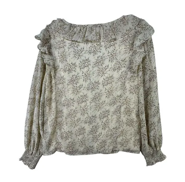 Coquette Promesa Floral Ruffle Long Sleeve Blouse Romantic CottageCore Top M Y2K - Image 2