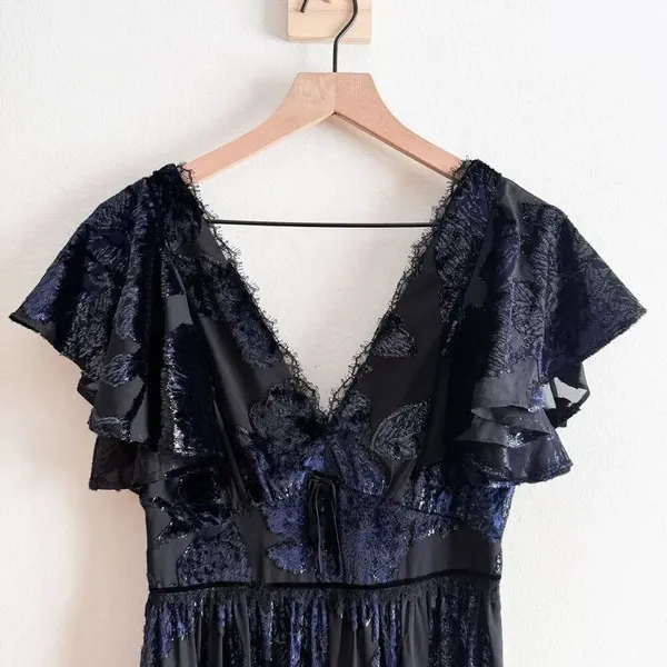 New Marchesa Notte Burnout Velvet Dress Size 4 - Image 5