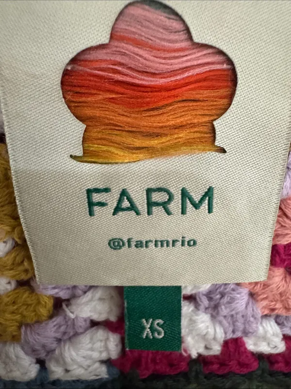 Farm Rio Anthropologie Crochet Cropped Granny Square Pullover Top Shirt XS - Image 10