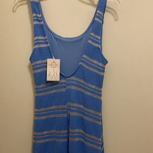 Lush Nectar Women’s Blue & White Tank Sweater Knit Dress L Large Bust 38” NWT - Image 11