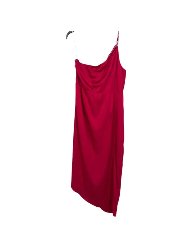 Lulus One Shoulder Asymmetric Satin Cocktail Party Midi Dress Red Size XS NWOT - Image 7