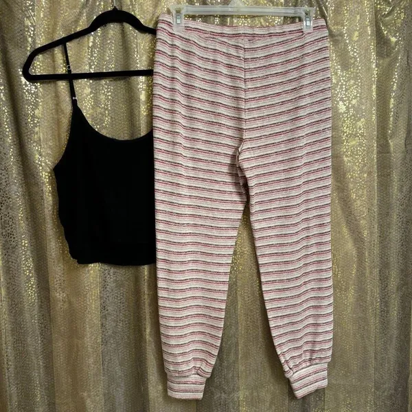 LOFT Victorias Secret Pajama Set Striped Pants Tank Soft Sleep Cozy Medium - Image 2