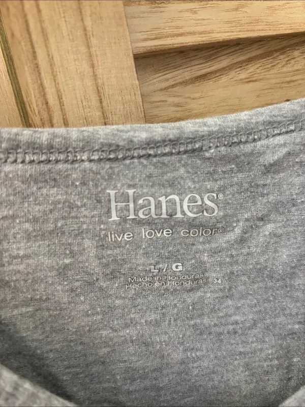 Hanes Gray Ladies T-Shirt Large - Image 3