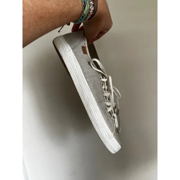 Keds Gray Striped Low Top Sneaker Lace Up sz 8.5 Preppy Comfort Shoes Minimalist - Image 5