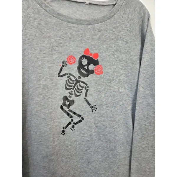 Skeleton Sweatshirt Girl Cute Halloween Dia De La Muertos Emo Grunge Gothic S - Image 3