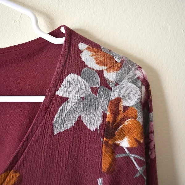 Burgundy Floral Dress - Image 3