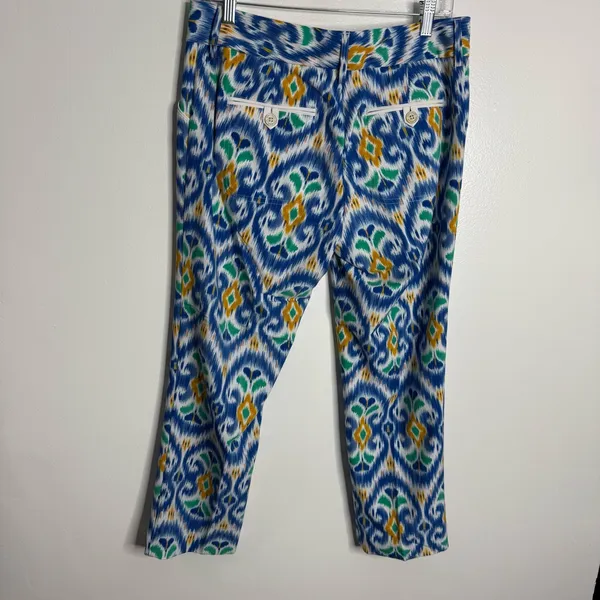 Peter Millar Wicking Pants 6 Cropped Golf Cotton Blend Blue White Coastal‎ Prep - Image 7