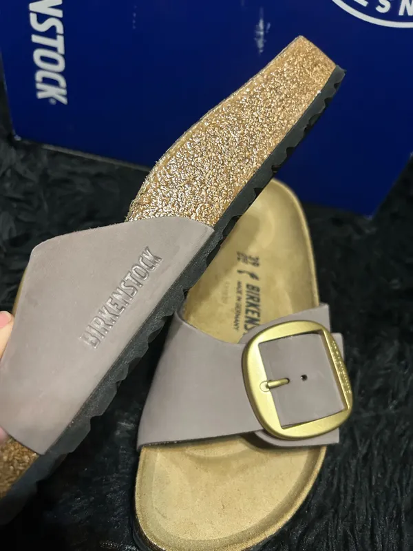 BIRKENSTOCK Madrid purple leather gold buckle sandals slippers shoes women’s eur 39 new - Image 6