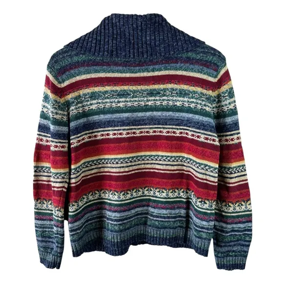 Vintage Tiara Int'l Striped Fair Isle Southwest Colors Zip Cardigan Sweater XL - Image 6