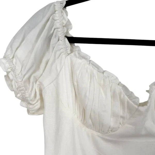 Selfie Leslie Milkmaid Ruched Bust Puff‎ Sleeve Mini Dress White Size Small - Image 12
