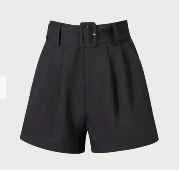 RIHOAS The Black High-waisted Pleated Belted Shorts 3 - Image 6