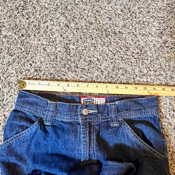 Old Navy Blue Jeans Womens 4 Dark Wash Carpenter Wide Leg High Rise Side‎ Slit - Image 3