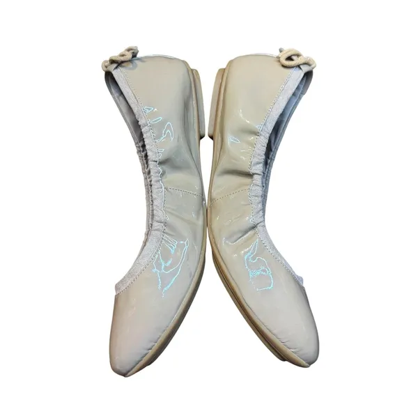 Cole Haan Shoes Womens Size 6 Beige Patent Leather Ballet Flats Bow‎ D42512 - Image 5