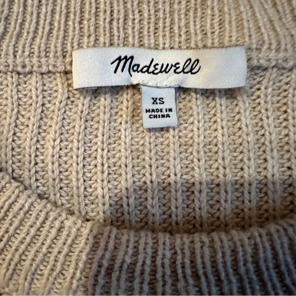 Madewell Thompson Pocket Long Sleeve Oversized Pullover Sweater in Tan Sz XS‎ - Image 6
