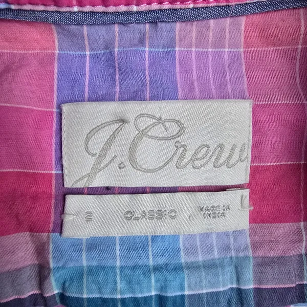 J. Crew Pink Blue Madras Plaid Cotton Shirt Dress Long Sleeve‎ AW560 Womens 2 - Image 4