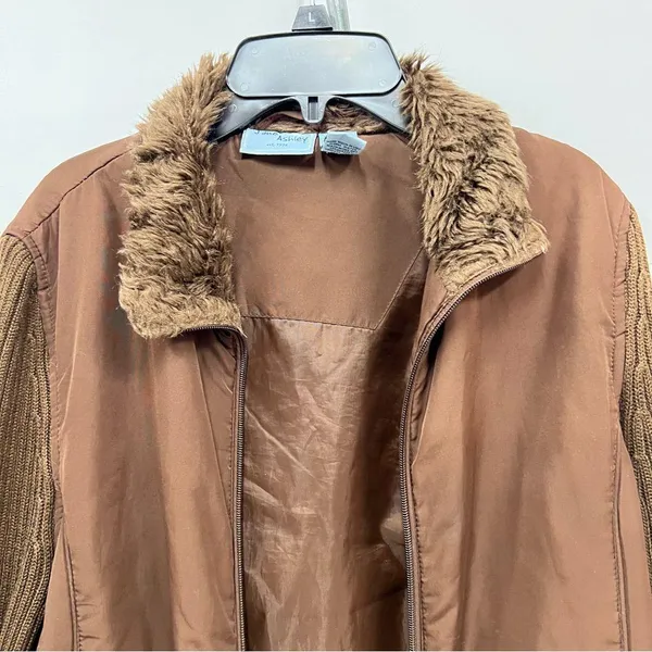Ladies S Jane Ashley Jacket faux fur collar mixed media - Image 8