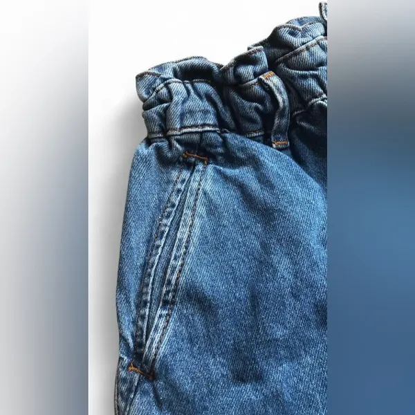 Zara Women's short Blue 100% Cotton with elastic waist Size 2 - Image 4