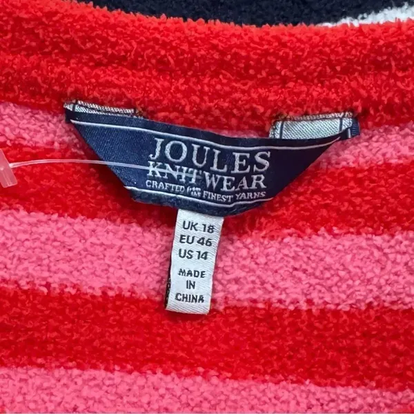 Joules Knitwear Seaport Red Multistriped Crewneck Sweater Women’s 14 - Image 5