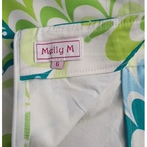 Melly M A-Line‎ Mini Skirt Womens 6 Green Blue Psychedelic Floral Retro - Image 2