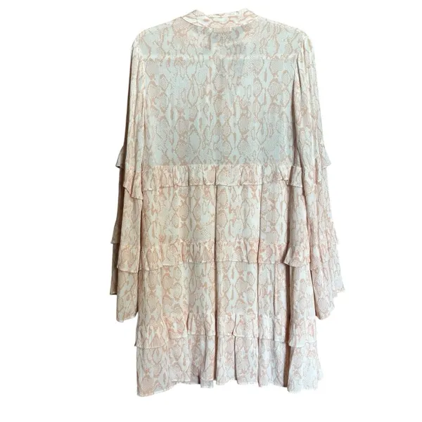 KARLIE Tiered Flutter Tunic Dress Womens Medium Multicolor Print Fairy Gauze - Image 6