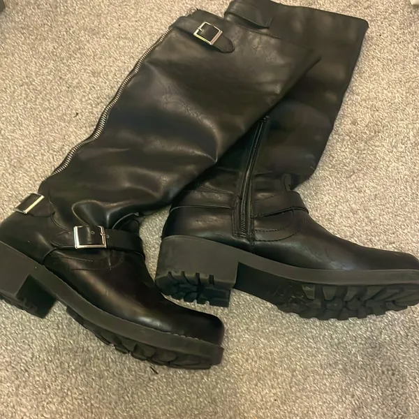 Target Black combat motorcycle boots vegan leather size 7 - Image 2