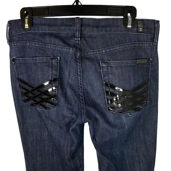 7 For All Mankind Dojo Jeans Dark‎ Wash Black Accents Size 29 - Image 2
