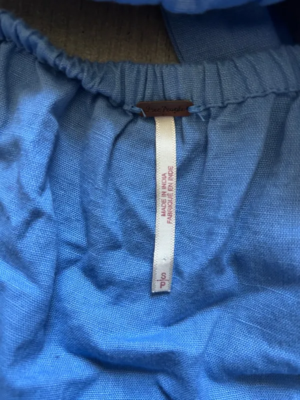 Blue V-Neck Tie-Back Peplum Top - Image 2