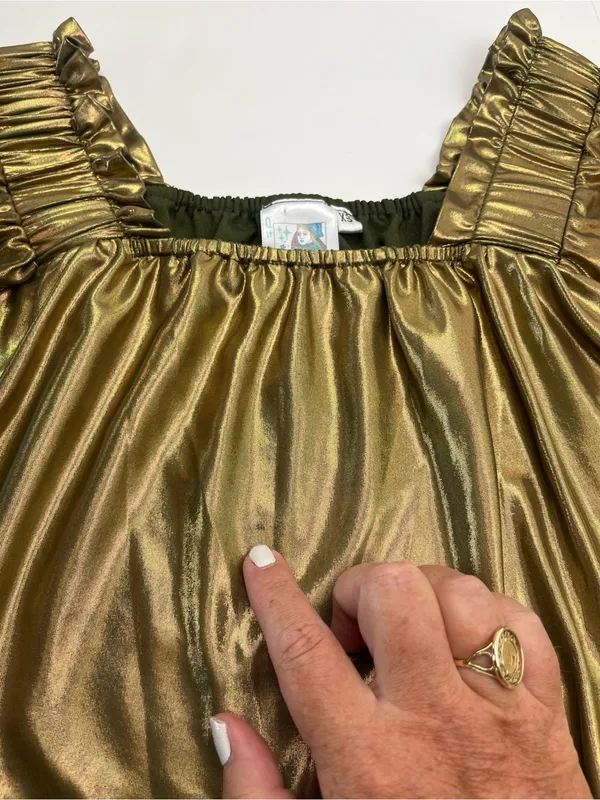 Queen Of Sparkles Metallic Gold Flutter Top Women's XS Cropped *TINY FLAW - Image 6