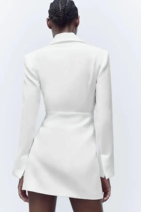 ZARA blazer dress white mini wrapped coctail party night out date - Image 11