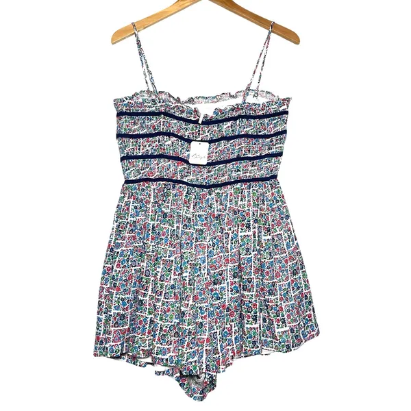 NWT FREE PEOPLE Women’s Boho Bali Checked out Floral Print Romper - Image 5