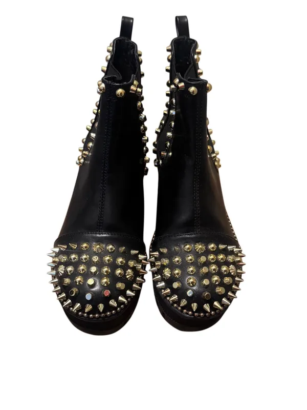 NWOT Cape Robin Pull-on Ankle Booties with Spikes- Black Gold Goth Punk Size 6 - Image 4