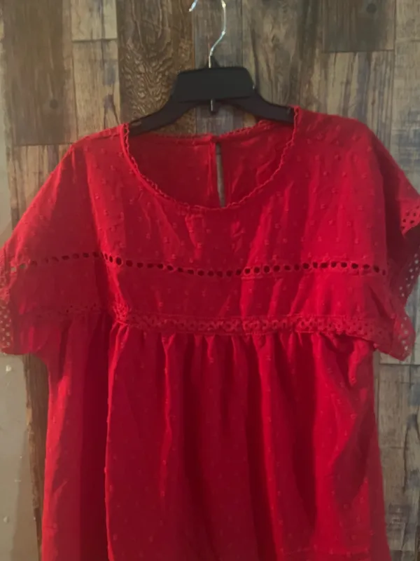 New SHEIN Red Eyelet Women's Top size XL - Image 3