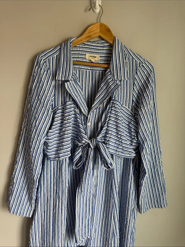 Anthropologie Porridge Tie-Front Shirt Dress XL - Image 5
