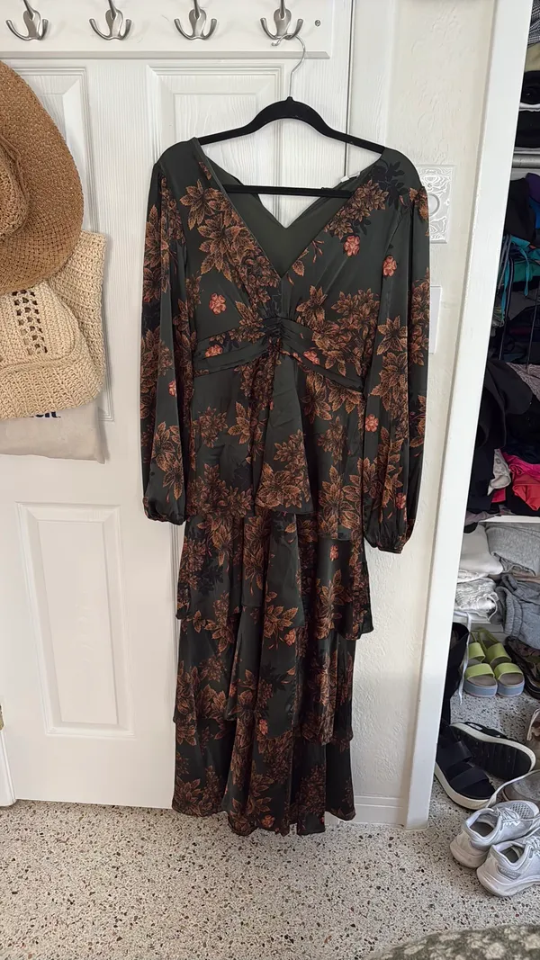 Baltic Born Maxi Dress Dark Green and Amber Floral - Image 4
