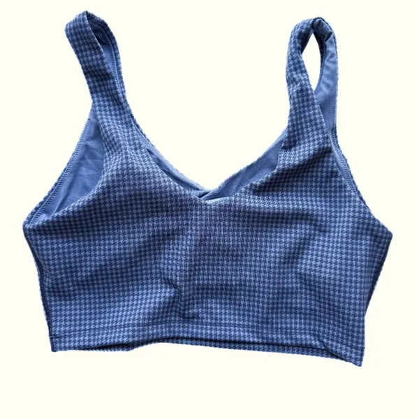 Aerie NWT Offline Recharge Least Support Sports Bra Blue Houndstooth Size Medium - Image 10