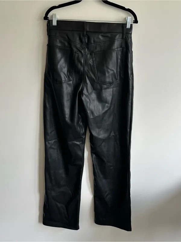 Abercrombie & Fitch Curve Love High Rise 90s Relaxed Vegan Leather Pants - Image 11
