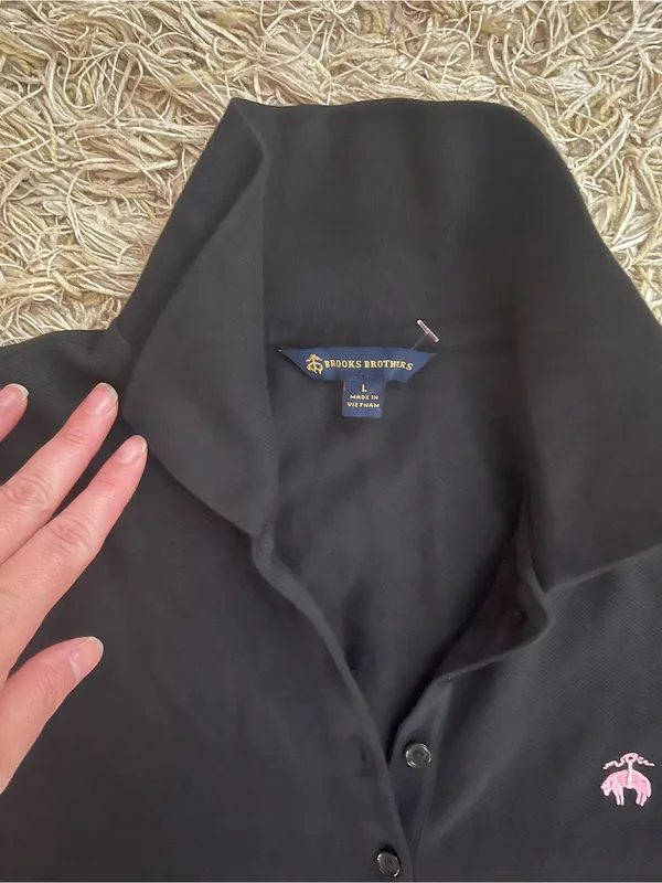 Brooks Brothers Black Polo Midi Dress with Pink Logo - Image 3