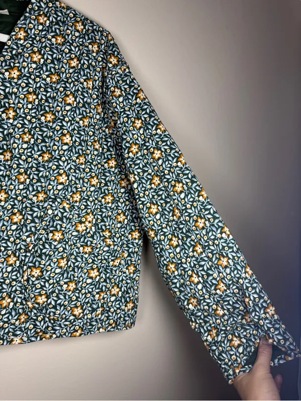 Quilted Floral Jacket Cropped Sz XXL Fall, Autumn, Cottagcore Boho, Cozy - Image 6