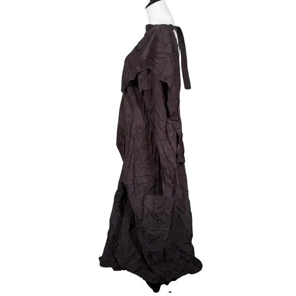 ZARA NWT Brown Crinkle Jacquard Maxi Dress Sz M Avant Garde Dark Romantic - Image 5