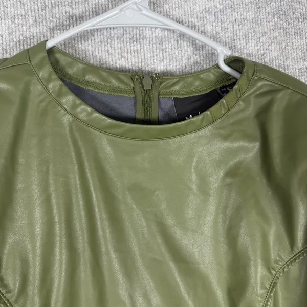 Adidas Ivy Park Size XL-1X Bodysuit Faux Leather Long Sleeve Wild Pine Green - Image 14
