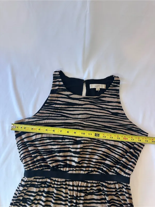 LOFT Tan & Black Zebra Stripe Sleeveless Midi Dress - Image 5