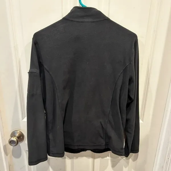 LL Bean Womens Black Full Zip Fleece Jacket Mock Neck Pockets Sz Medium Gorpcore - Image 3